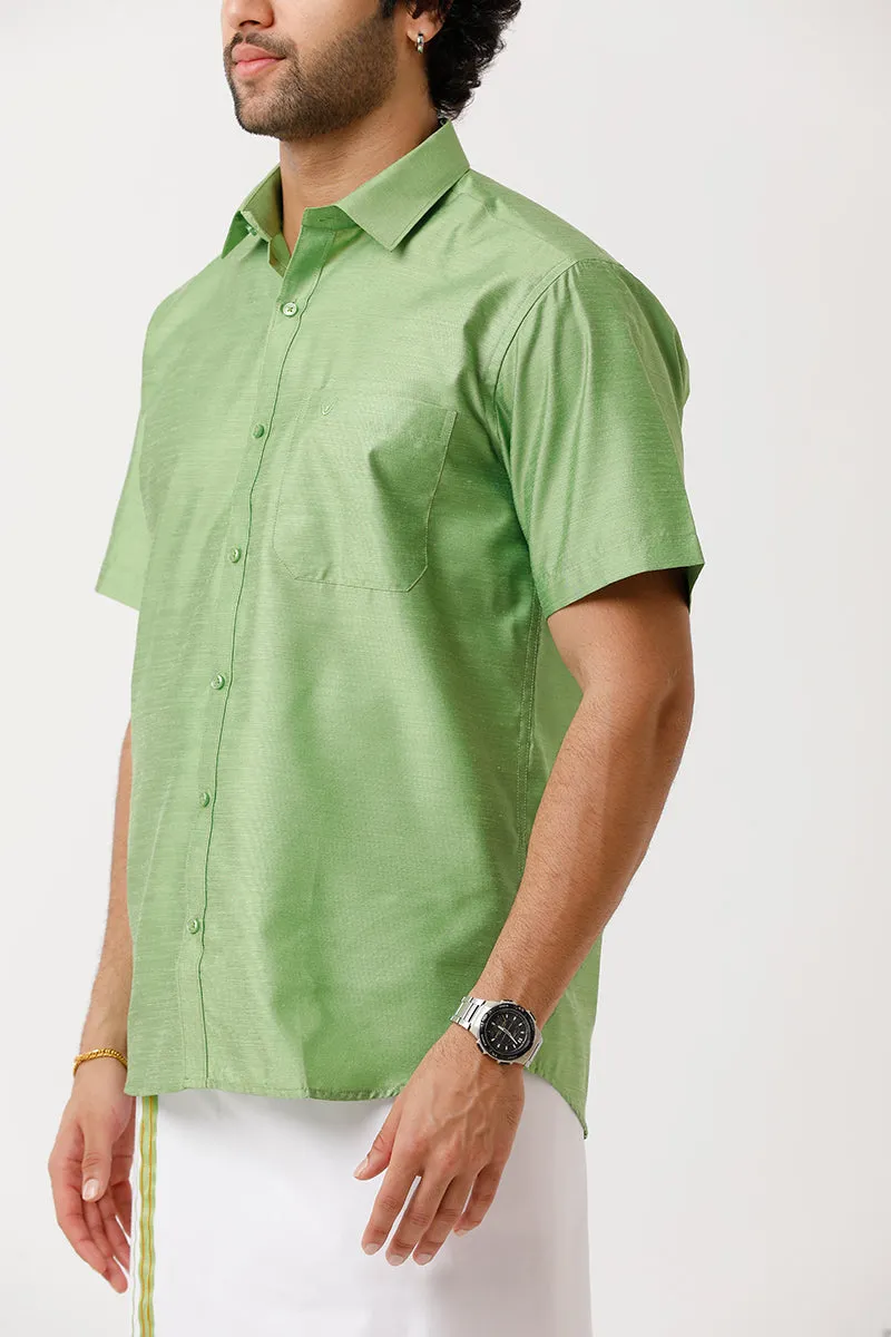 Divine - Lime green Matching Shirt and Dhoti Set For Men | Uathayam