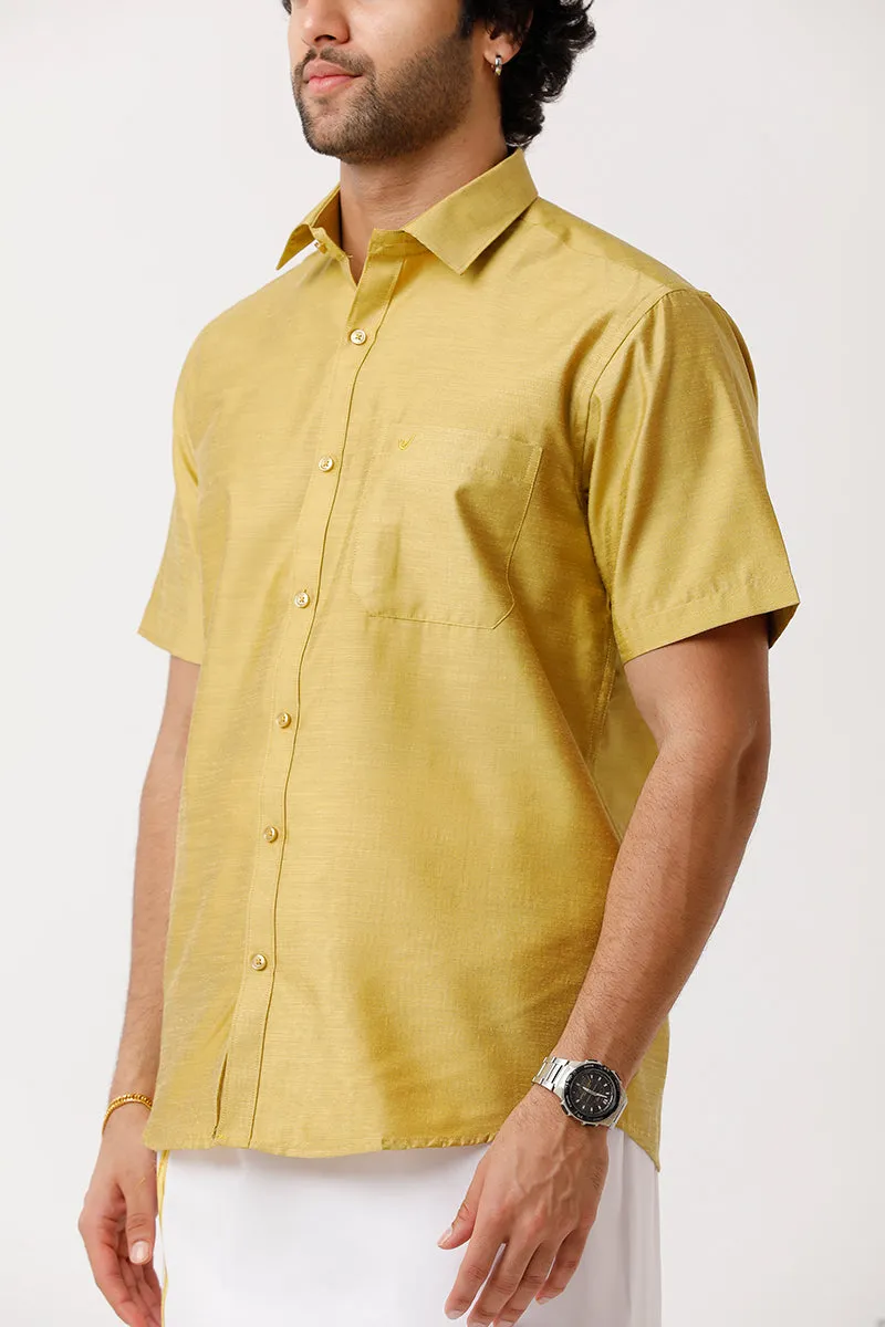 Divine - Yellow Matching Shirt and Dhoti Set For Men | Uathayam