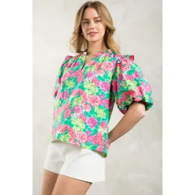 Dolly Puff Sleeve Floral THML Top- SALE