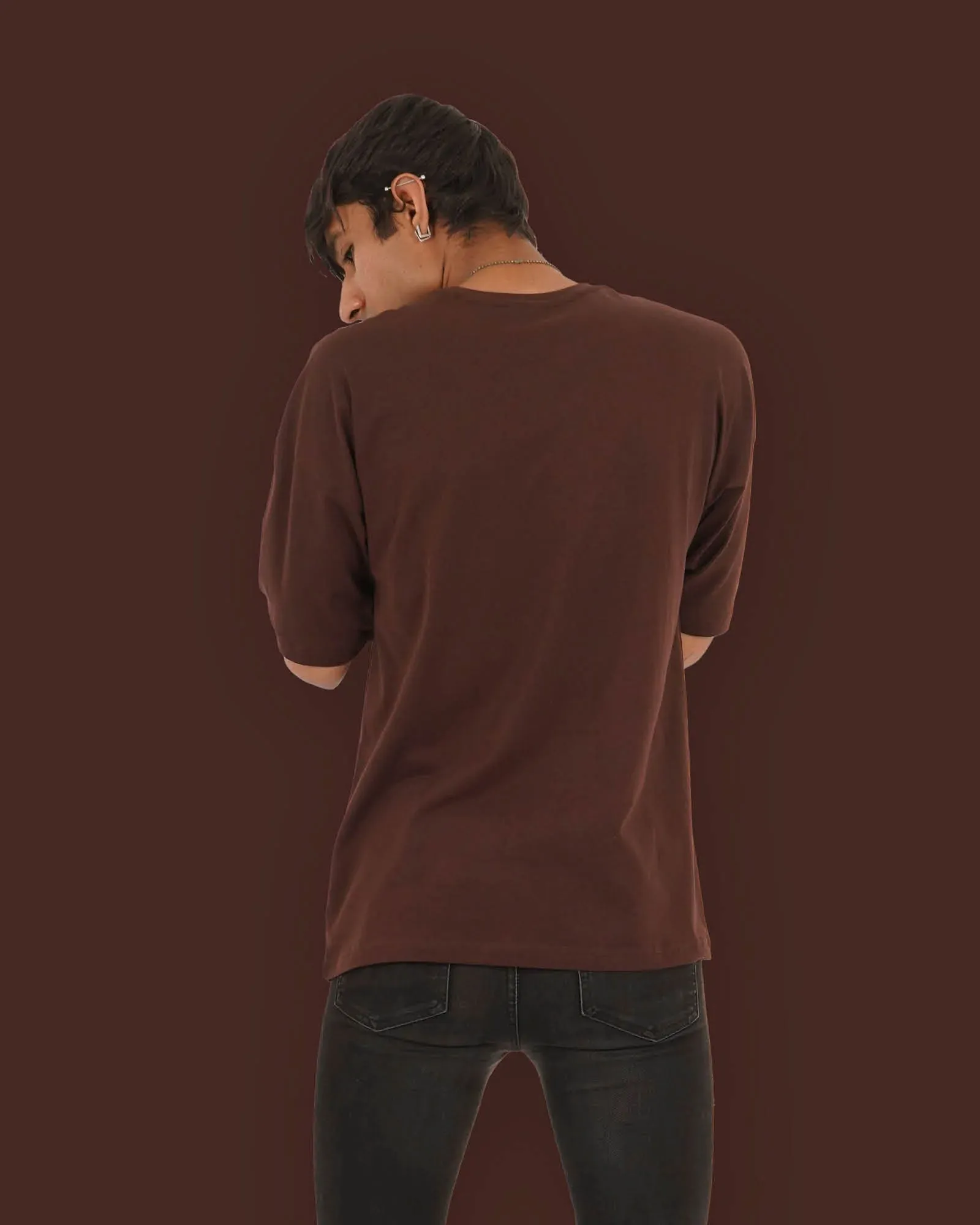 Drop Shoulder Crew Neck: Chocolate