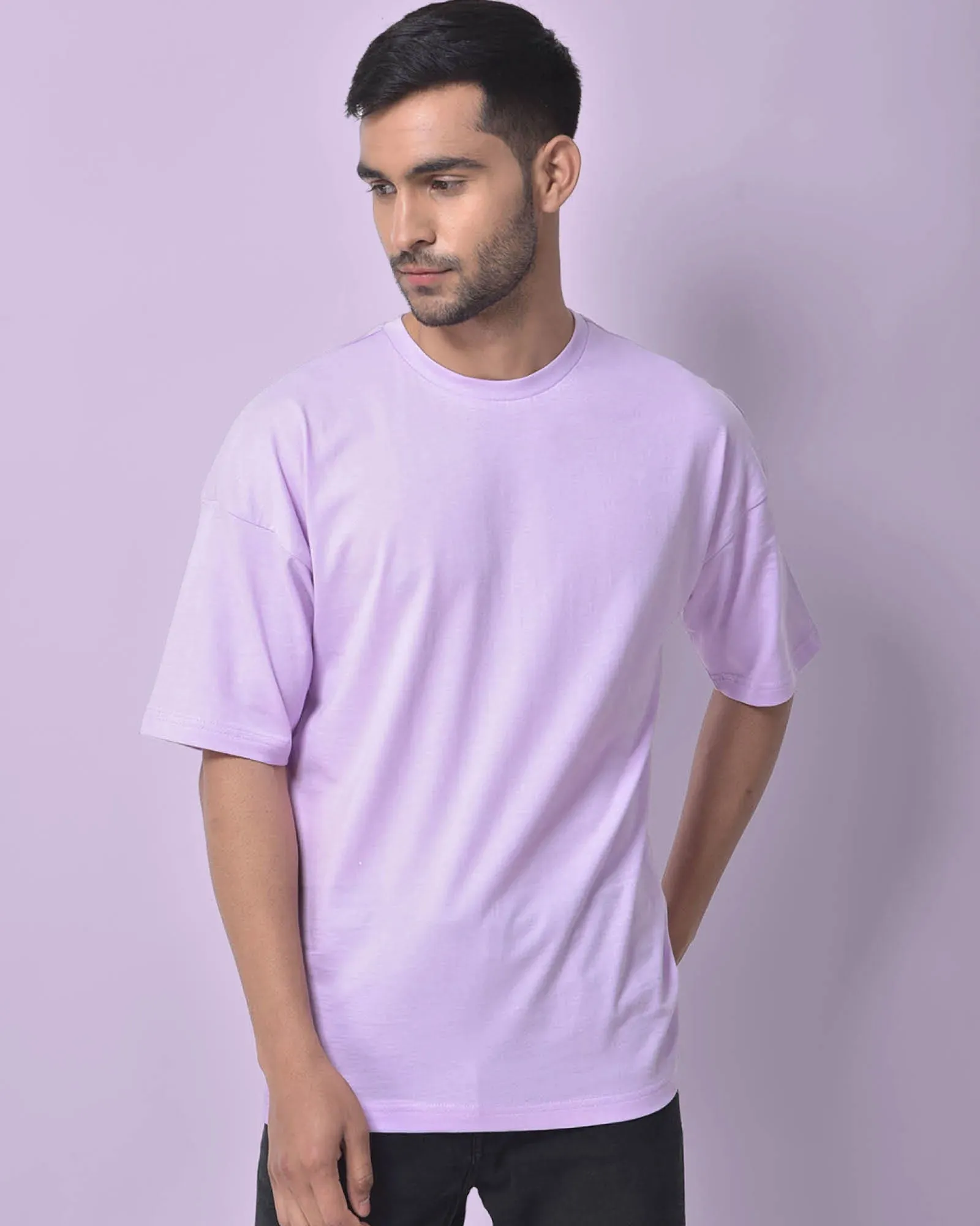 Drop Shoulder Crew Neck: Mauve Purple