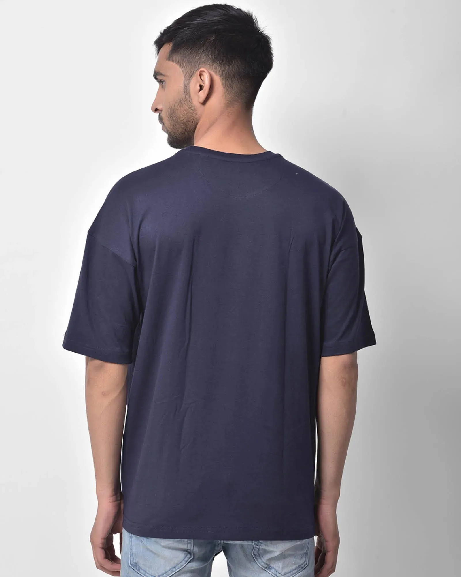 Drop Shoulder Crew Neck: Navy Blue