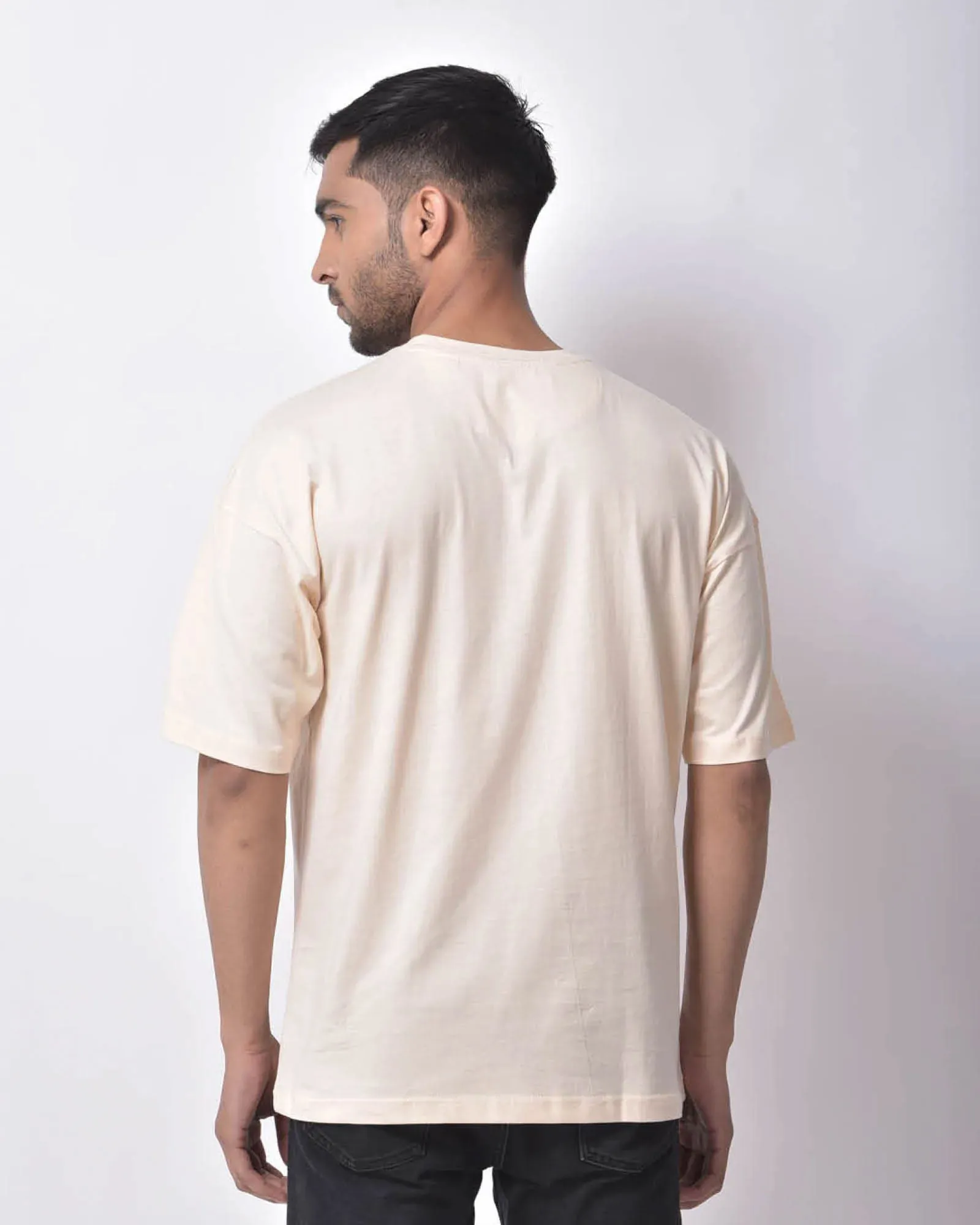 Drop Shoulder Crew Neck: Pale Ivory