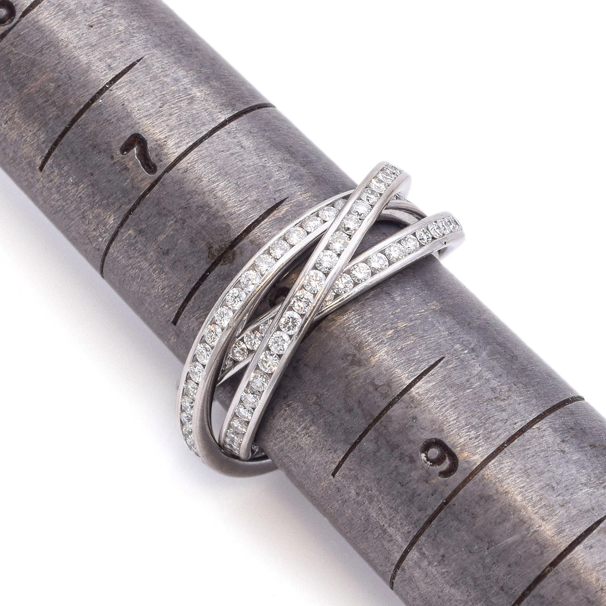 Estate 14K White Gold 1.2 TCW Diamond Eternity Trinity Band Ring