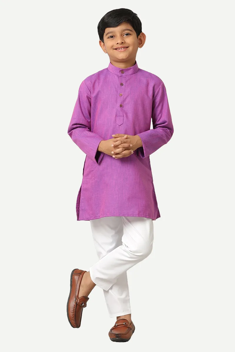 Exotic - Dark Lavender Kurta and Pyjama 2 In 1 Set For Kids | Uathayam