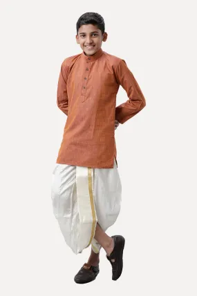 Exotic - Kavi Brown Kurta and Panchakacham 2 In 1 Set For Kids | Uathayam