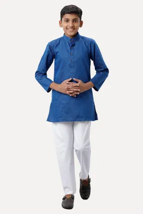 Exotic - Navy Blue Kurta and Pyjama 2 In 1 Set For Kids | Uathayam