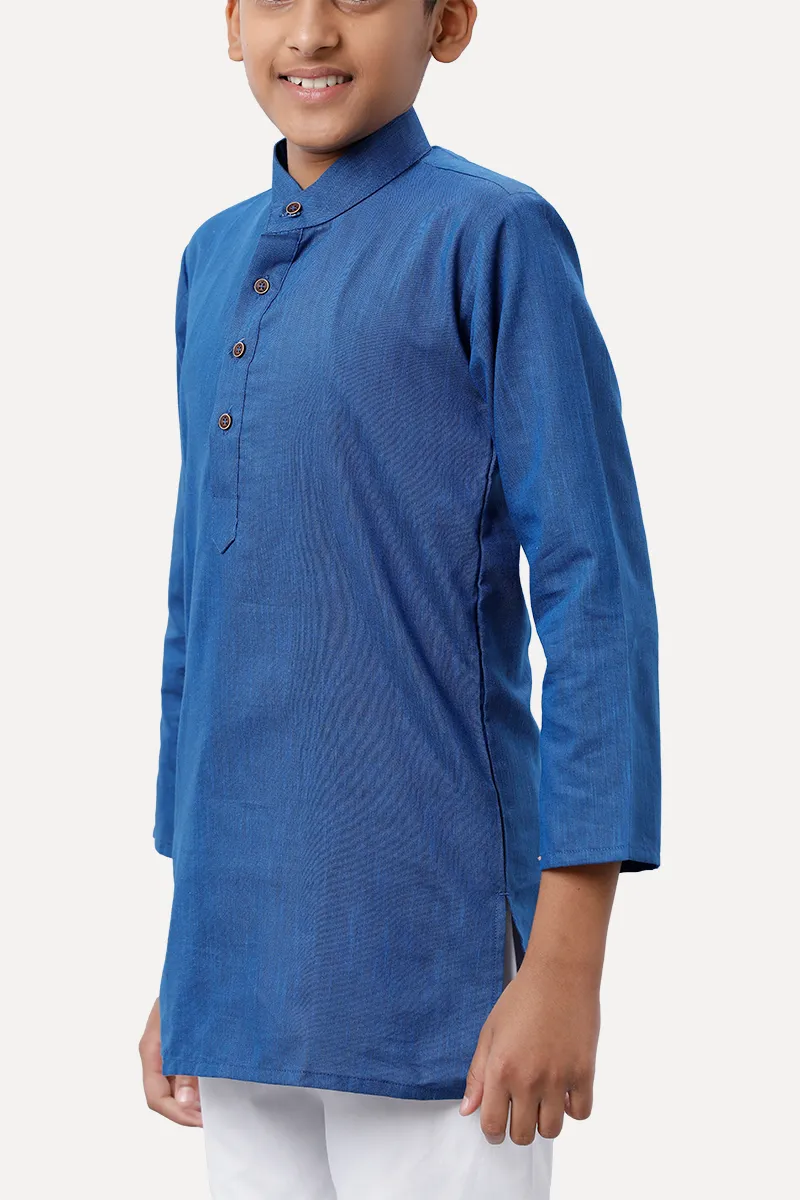 Exotic - Navy Blue Kurta and Pyjama 2 In 1 Set For Kids | Uathayam