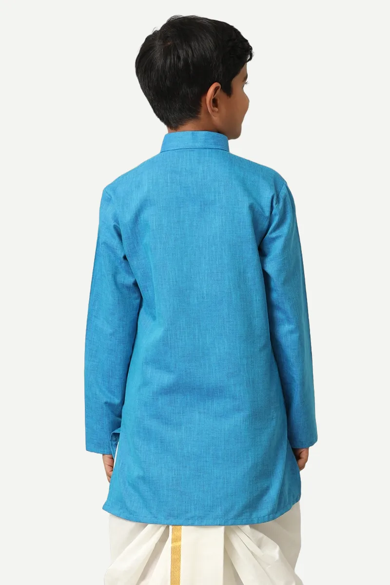 Exotic - Sea Blue Kurta and Panchakacham 2 In 1 Set For Kids | Uathayam