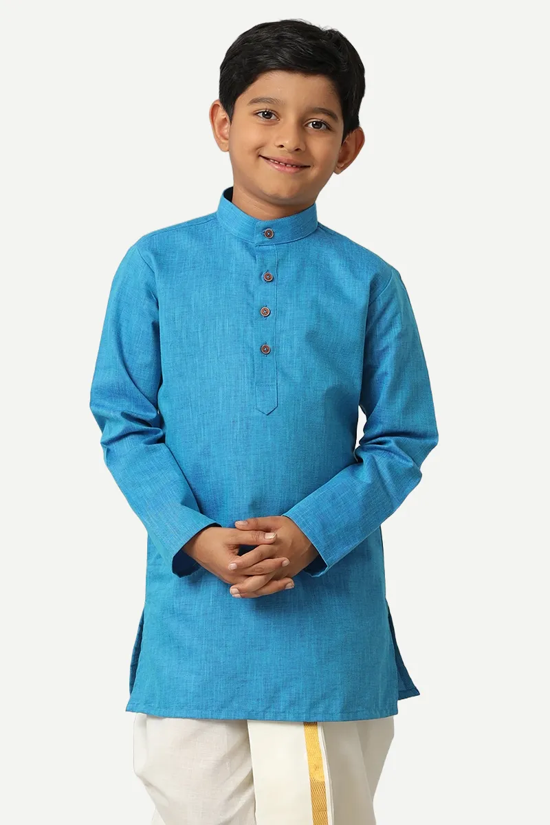 Exotic - Sea Blue Kurta and Panchakacham 2 In 1 Set For Kids | Uathayam