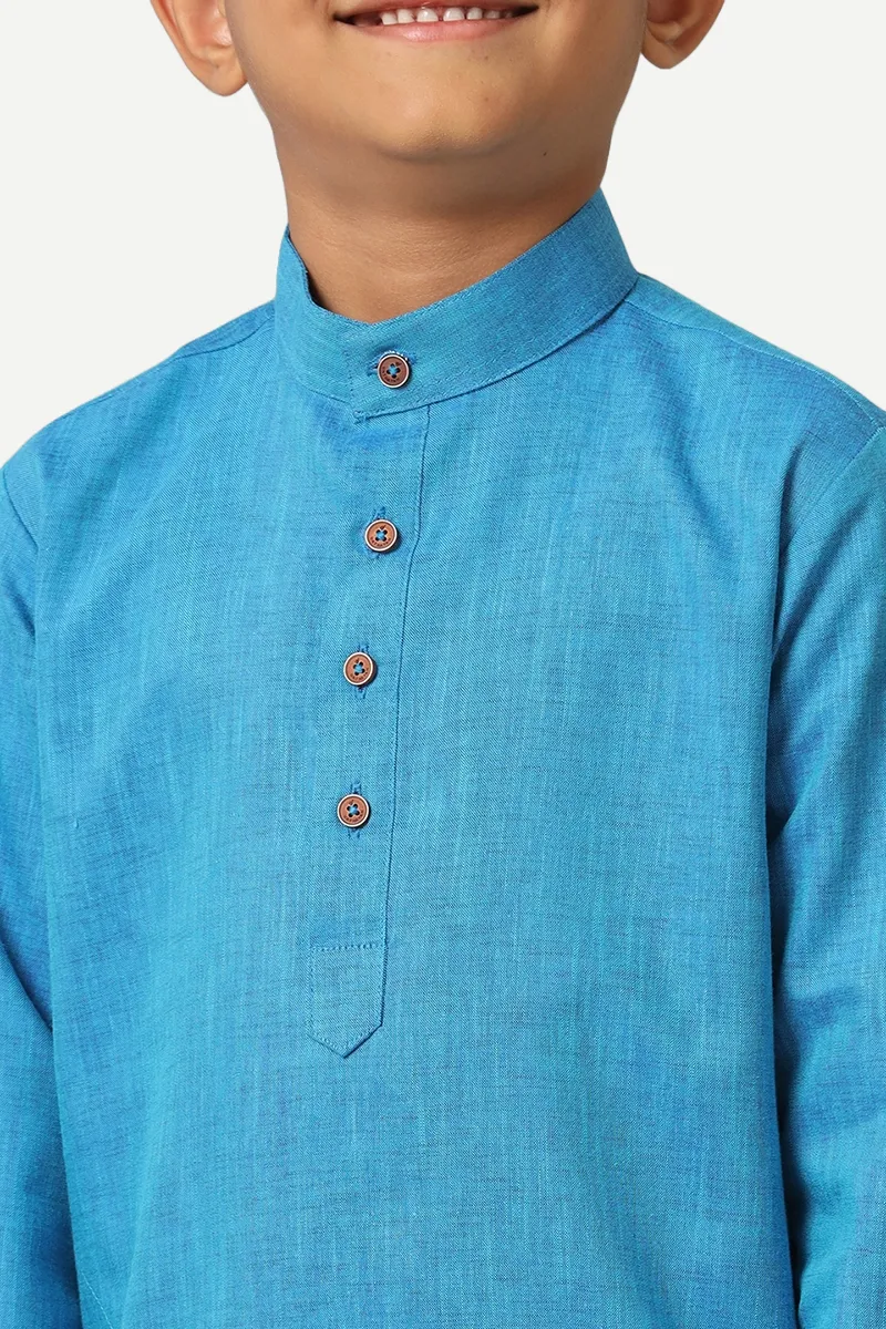 Exotic - Sea Blue Kurta and Panchakacham 2 In 1 Set For Kids | Uathayam