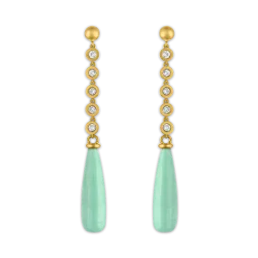 Five Diamond and Variscite Chime Earrings