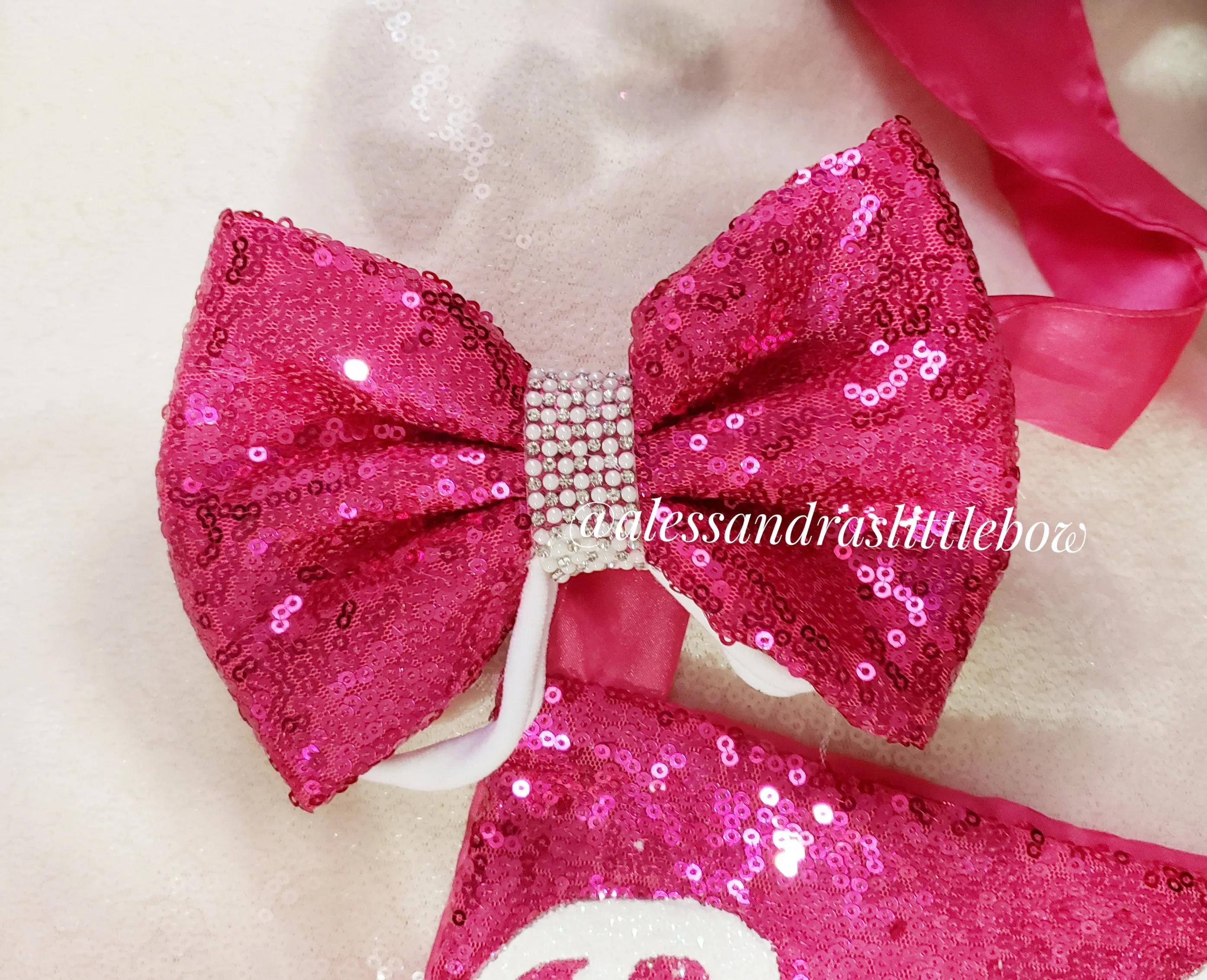 Fuschia Sequin Hair Bow