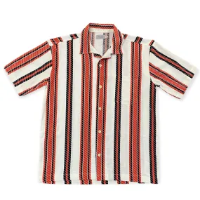 Good Shirt Short Sleeve Open Collar Shirt - Orange Stripe