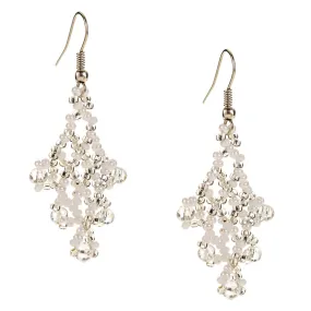 Hand Beaded Earrings - Shimmering White