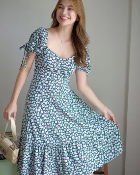 Heart Midi Dress - blue daisy