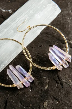 Joyful Girl Aura Quartz Hoop Earrings