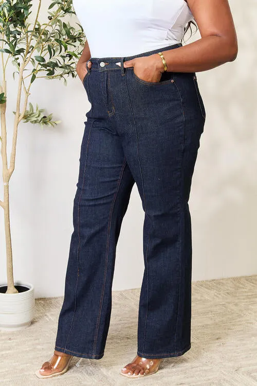 Judy Blue, High-Rise Front Seam & Dart Detail Wide-Leg Jeans 88664