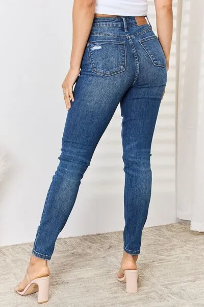 Judy Blue, High Waist Distressed Slim Jeans