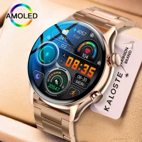 KALOSTE Smart Watch AMOLED HD Screen Always On Display Women Watches Bluetooth Call IP68 Waterproof Sport fitness Men Smartwatch