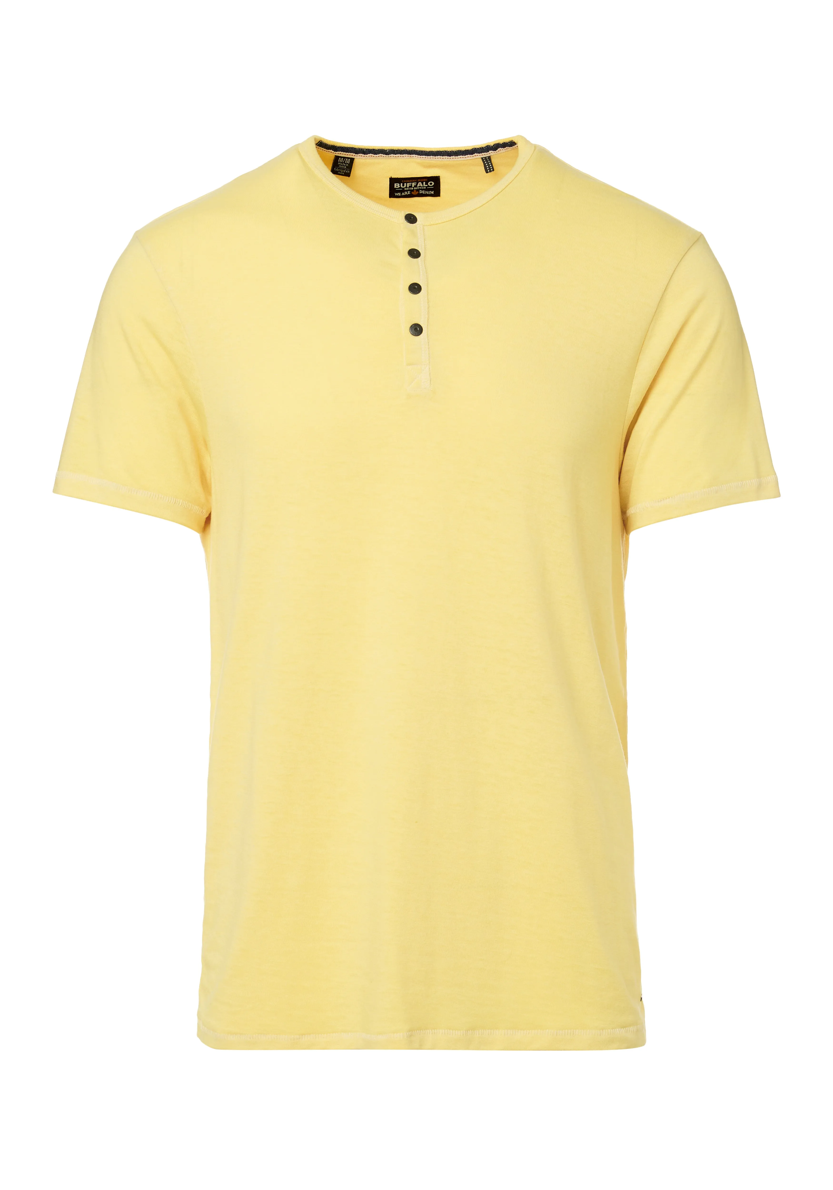 Kasum Men's Buttoned Henley T-Shirt in Yellow - BM23835