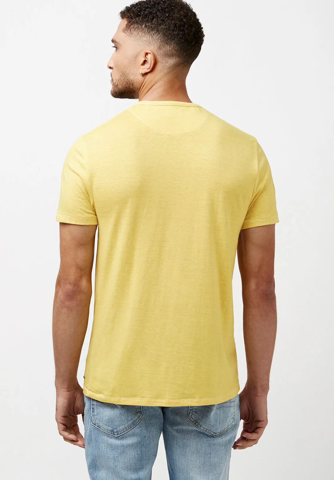 Kasum Men's Buttoned Henley T-Shirt in Yellow - BM23835