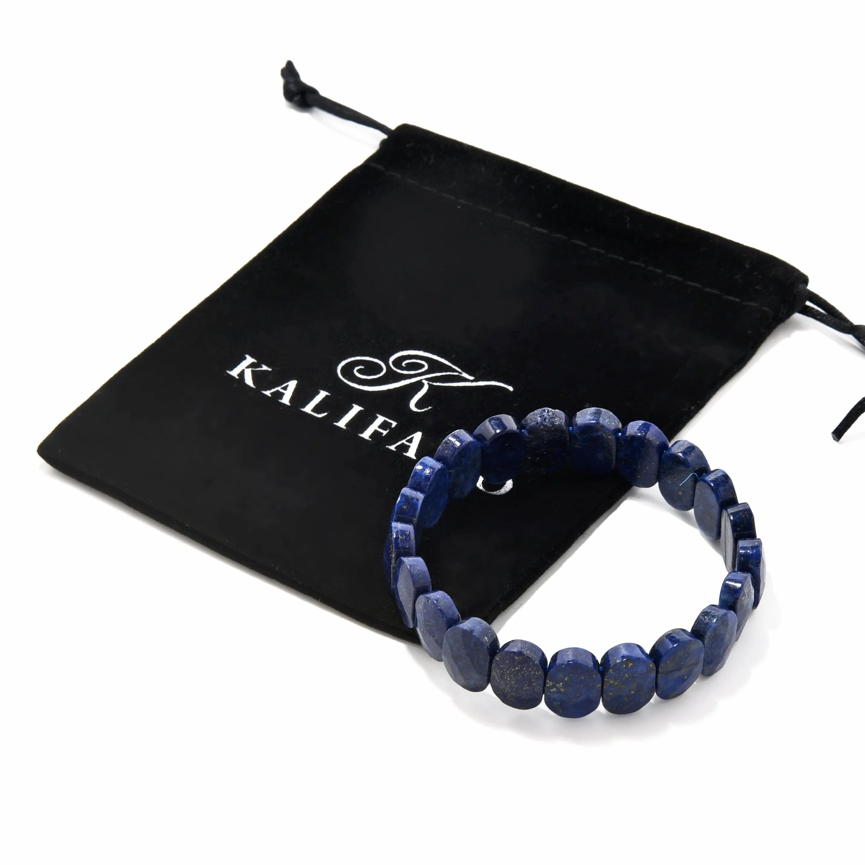 Lapis Lazuli Natural Gemstone 14mm Beads Elastic Bracelet