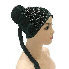 Layla Jewel Turban Cap - Dark Green