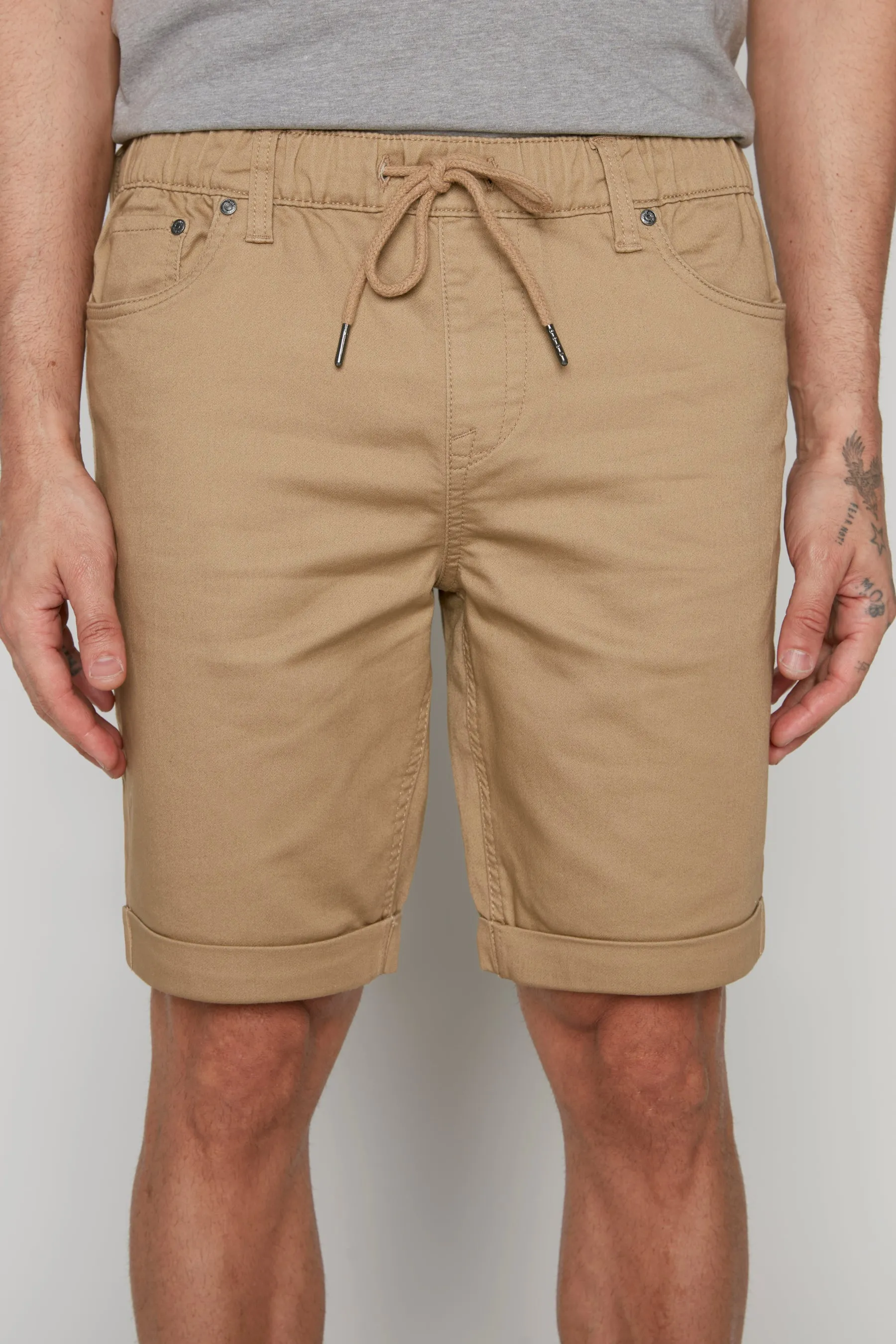 LENNON - Mens Rolled Up Shorts - Beige