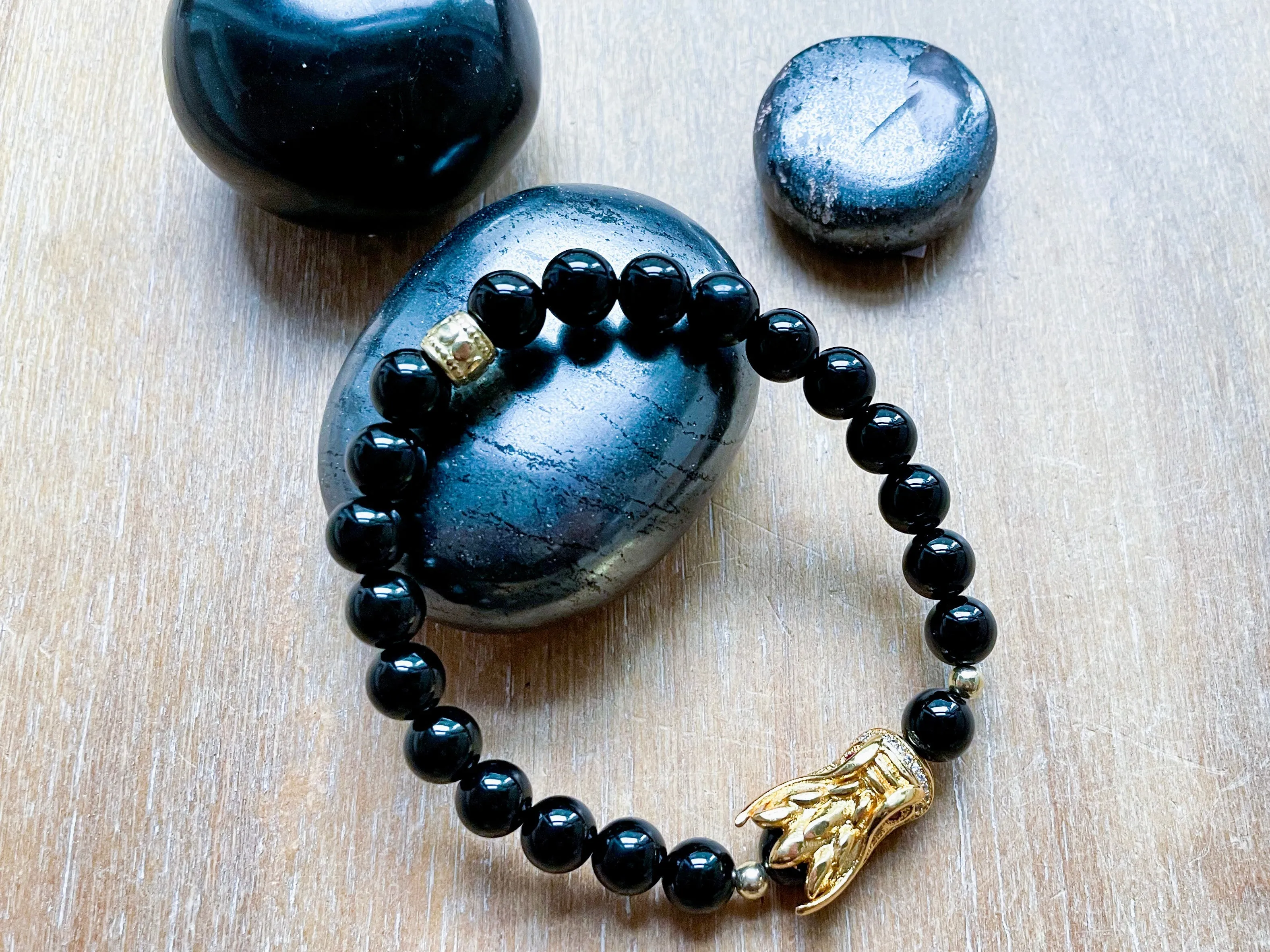 Limited Edition Masculine Line || Onyx Dragon Bracelet || Reiki Infused