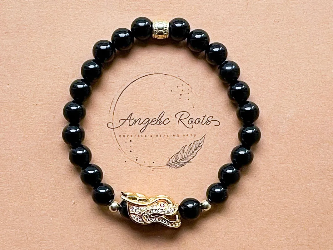 Limited Edition Masculine Line || Onyx Dragon Bracelet || Reiki Infused