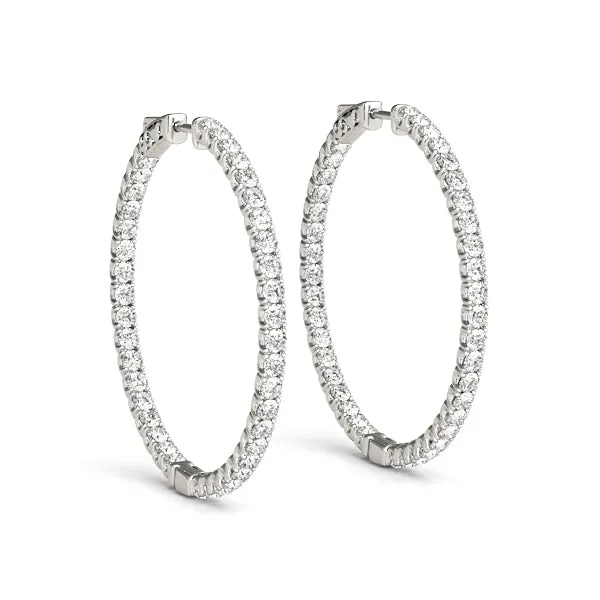 LUNAR 4 Carat Diamond Hoop Earrings 2 Inch in 18K Rose Gold 10 pt G Color SI1 Clarity 50mm Eternity Inside out Hinged Back BY MIKE NEKTA