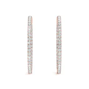 LUNAR 4 Carat Diamond Hoop Earrings 2 Inch in 18K Rose Gold 10 pt G Color SI1 Clarity 50mm Eternity Inside out Hinged Back BY MIKE NEKTA