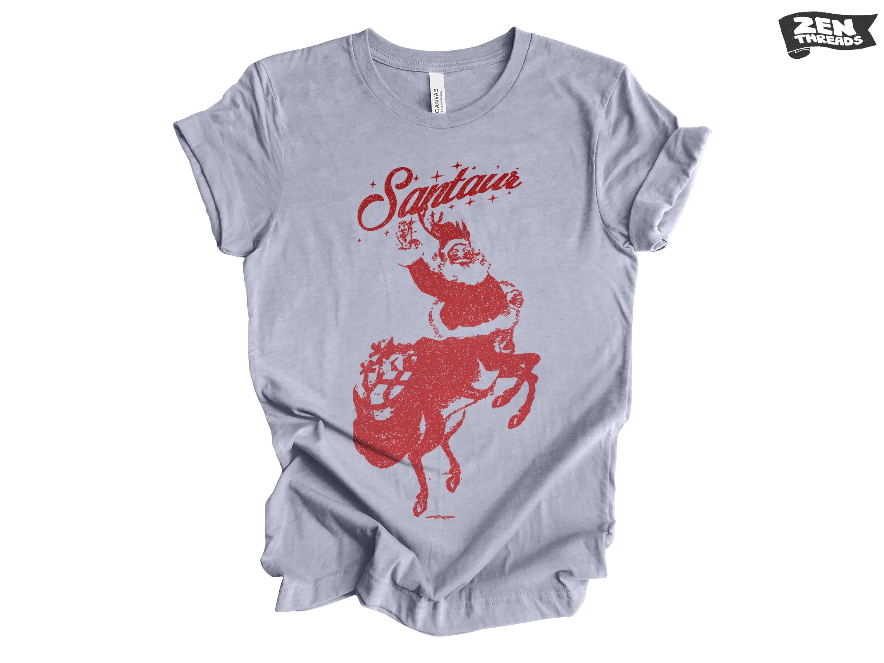 Magical Santa Centaur Holiday T-Shirt - Festive Claus & Centaur Design