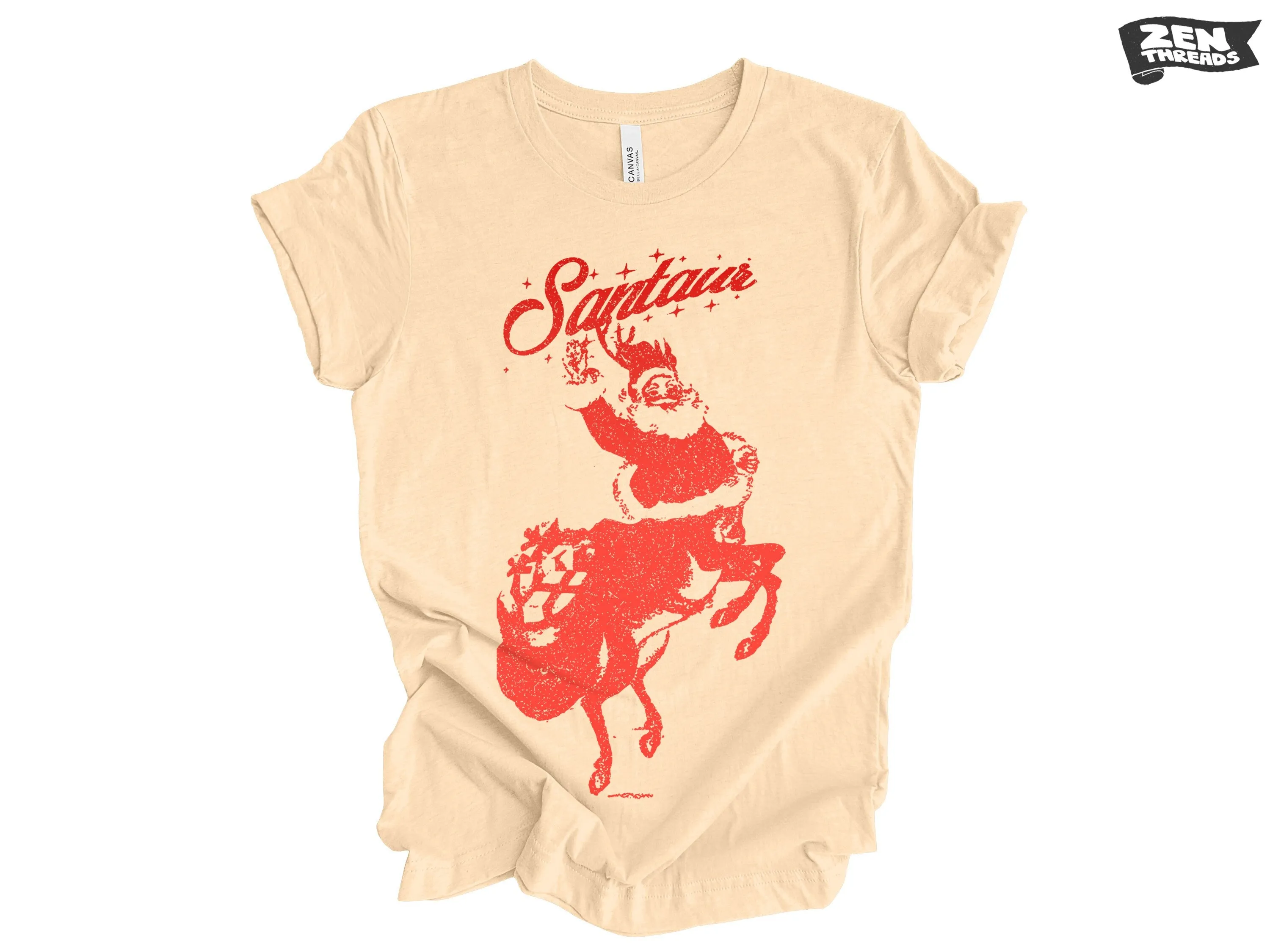 Magical Santa Centaur Holiday T-Shirt - Festive Claus & Centaur Design