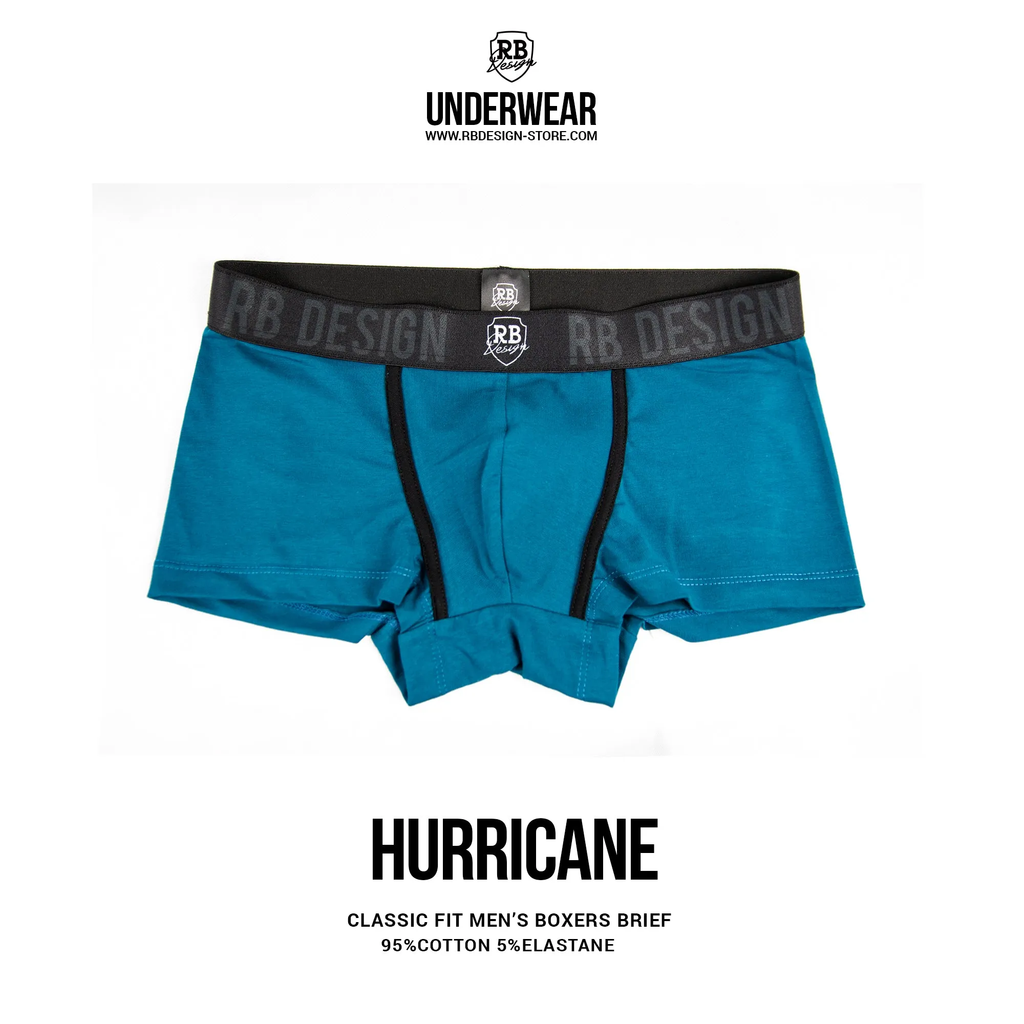 Men's Ocean Blue Boxer Briefs "HURRICANE"