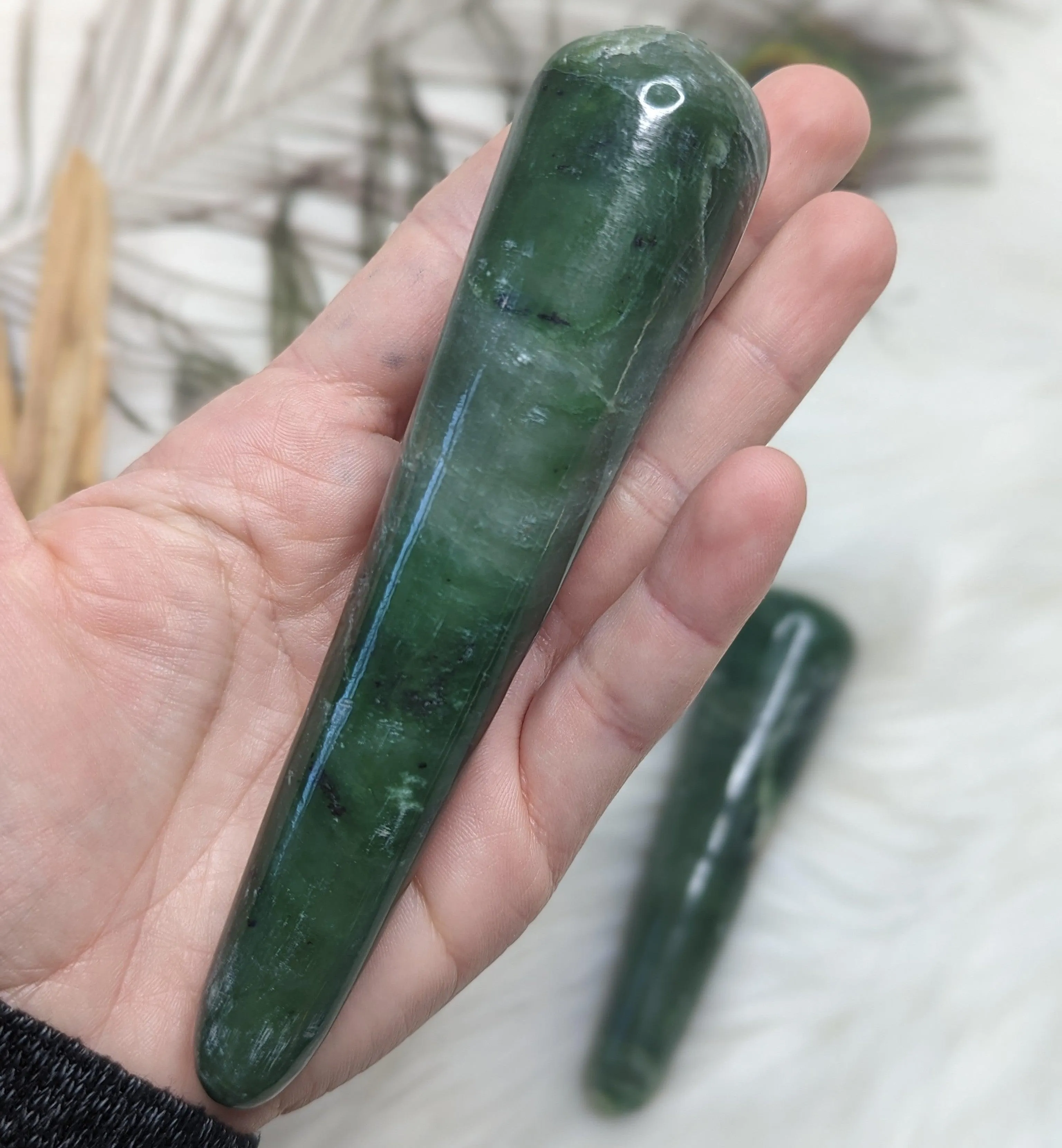 One Large Nepherite Jade Wand Carving ~ IDEAL FOR MASSAGE!