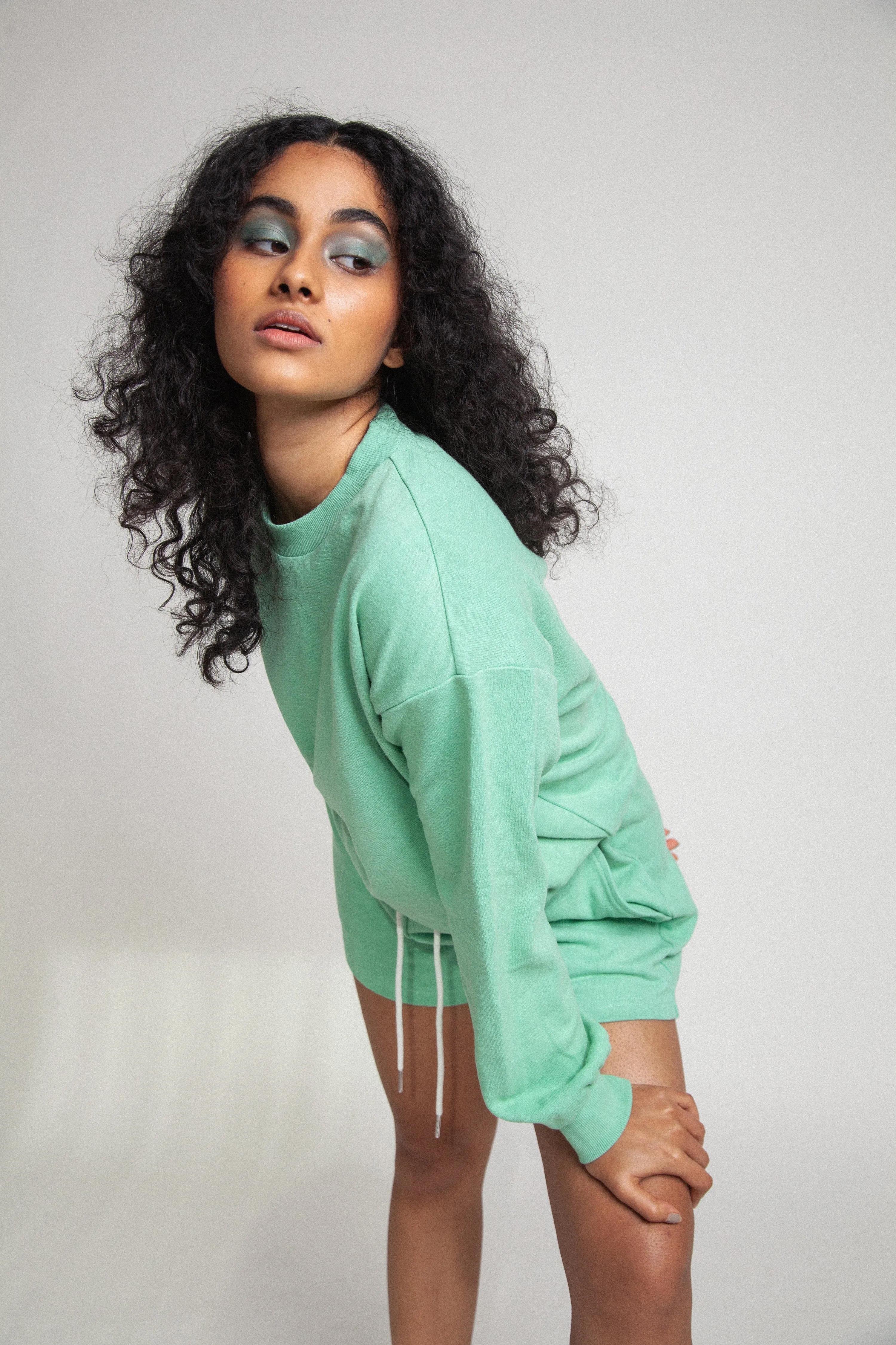 Oversized Organic Sweatshirt Top - Neptune Green