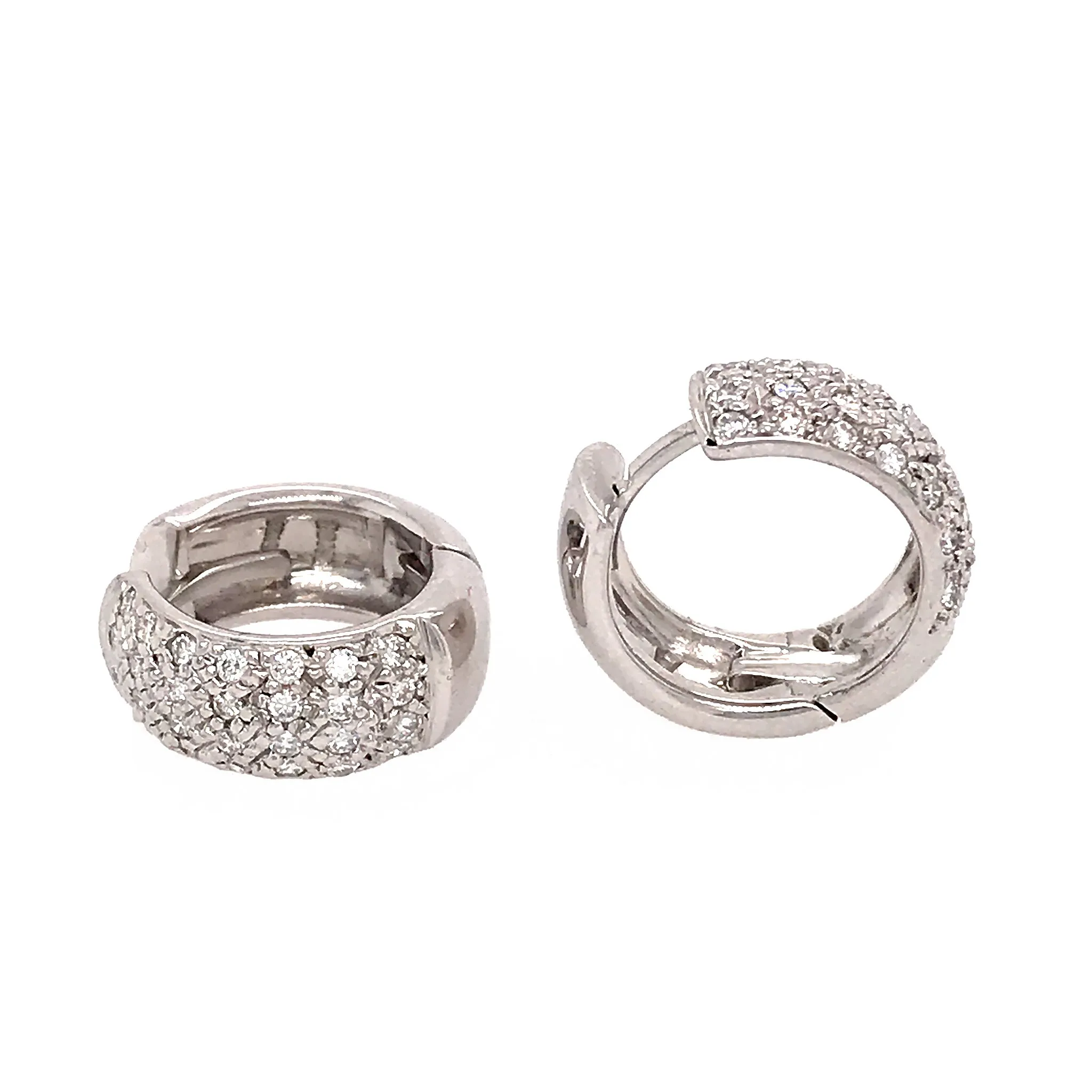 Pave Diamond Huggie Earrings 18k White Gold