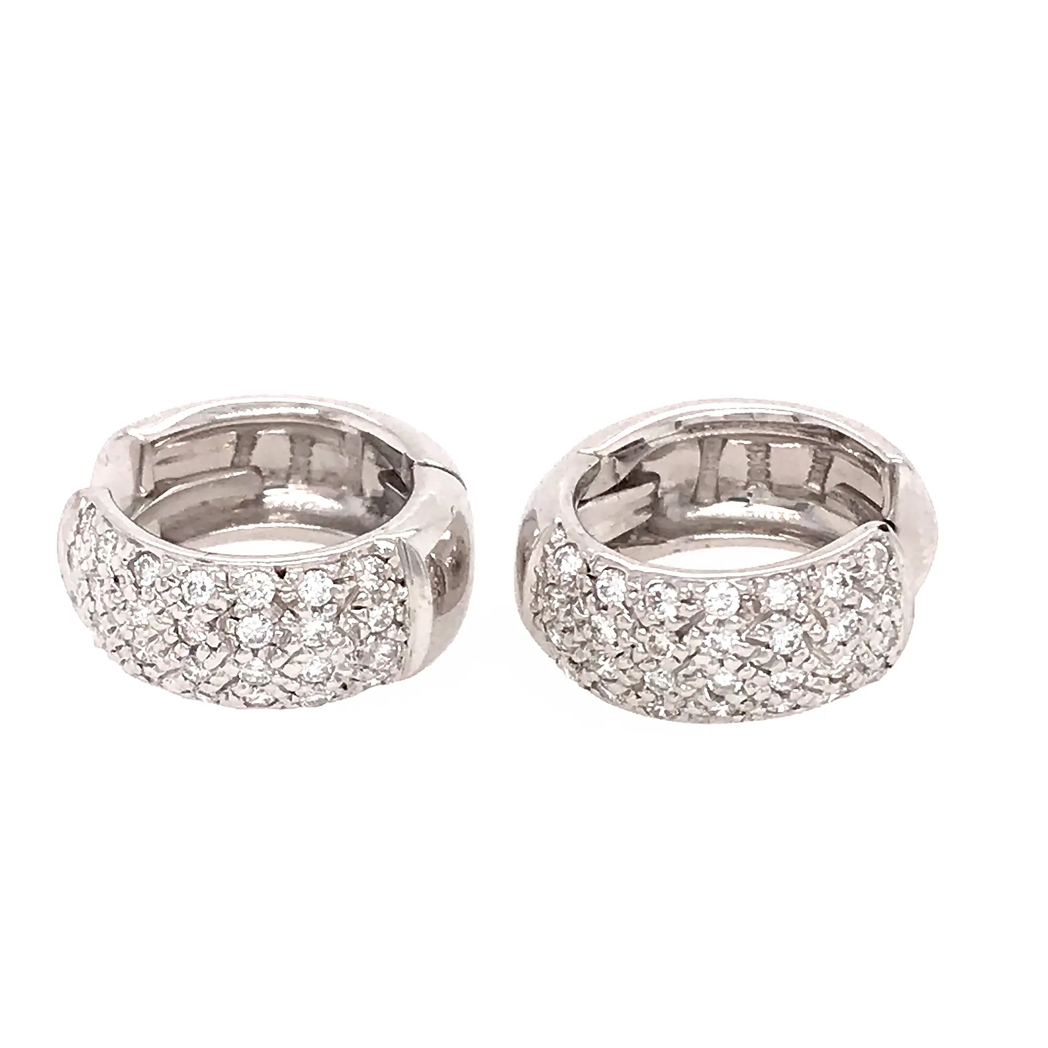 Pave Diamond Huggie Earrings 18k White Gold