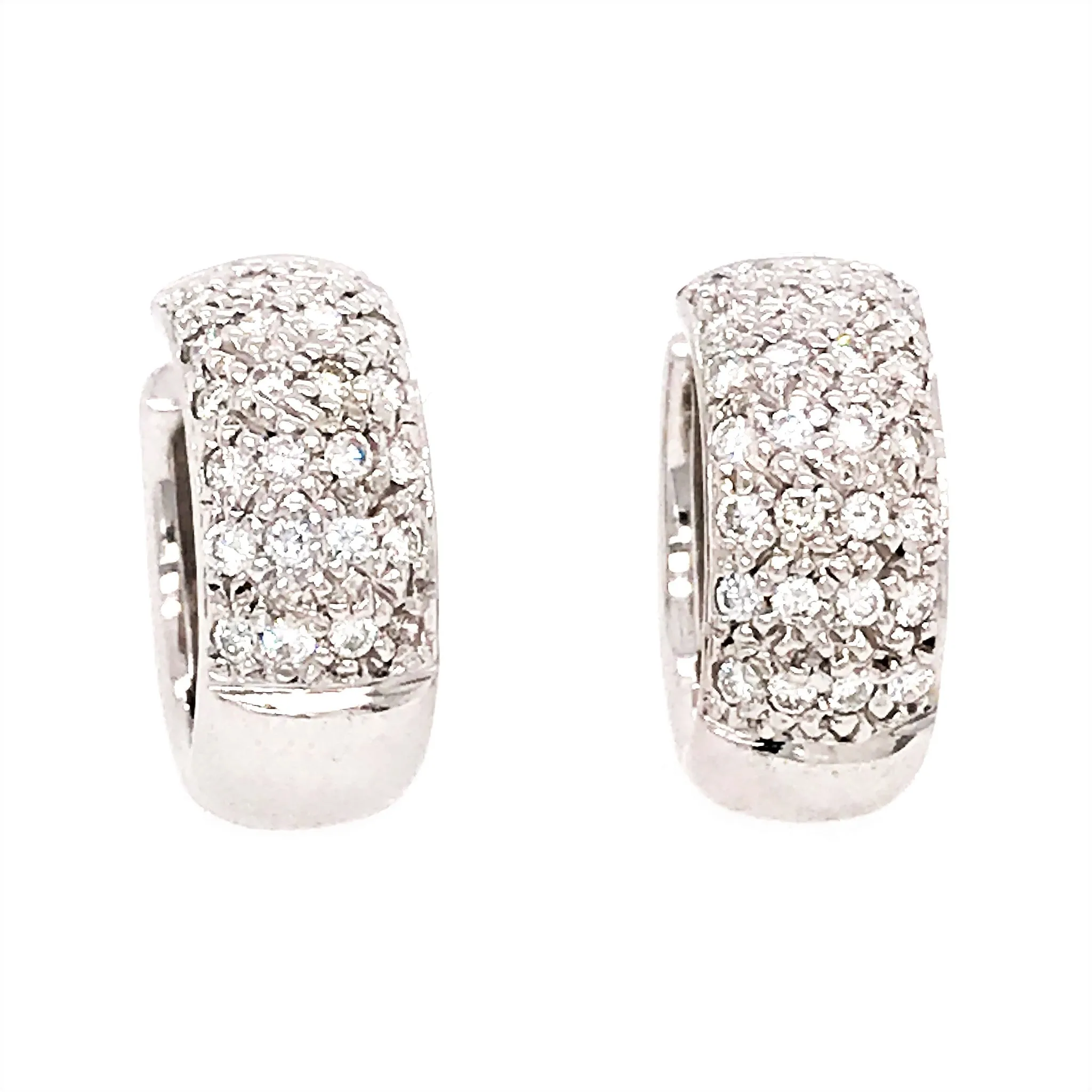 Pave Diamond Huggie Earrings 18k White Gold