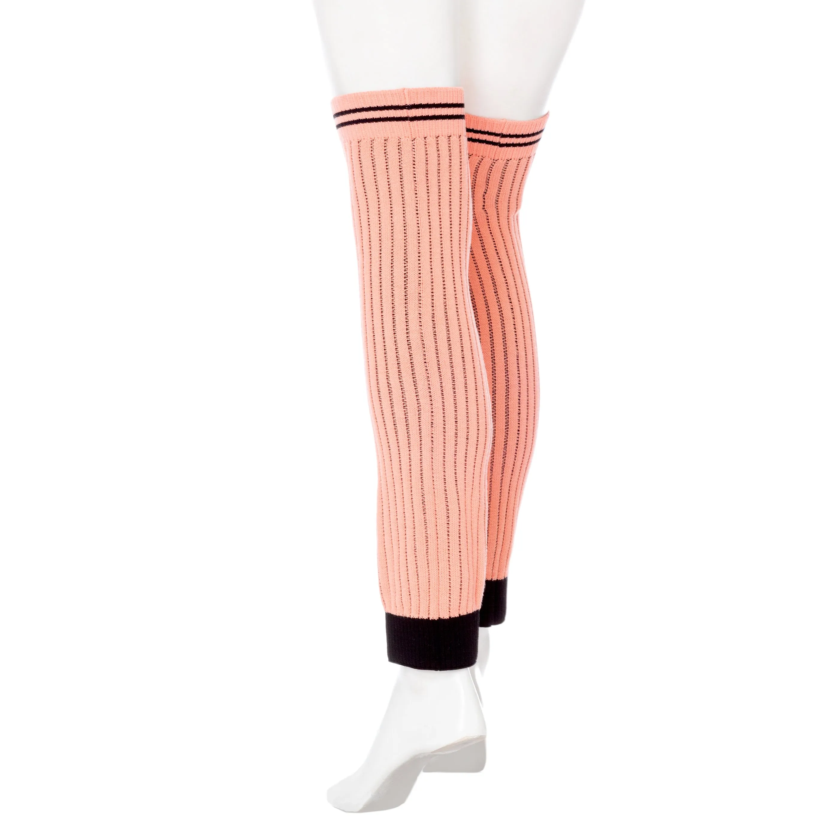 Pink and Black Striped Knit Gaiters