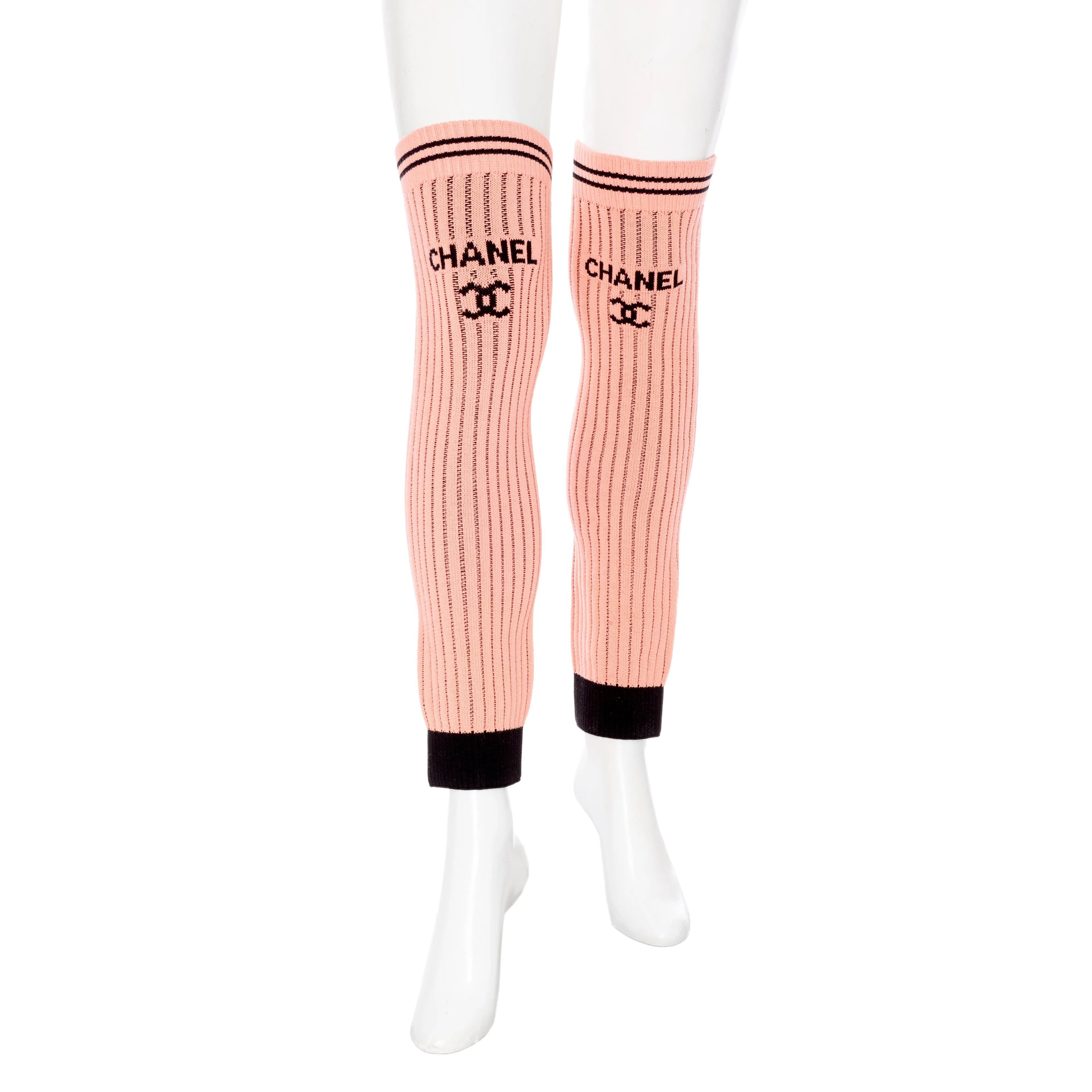 Pink and Black Striped Knit Gaiters