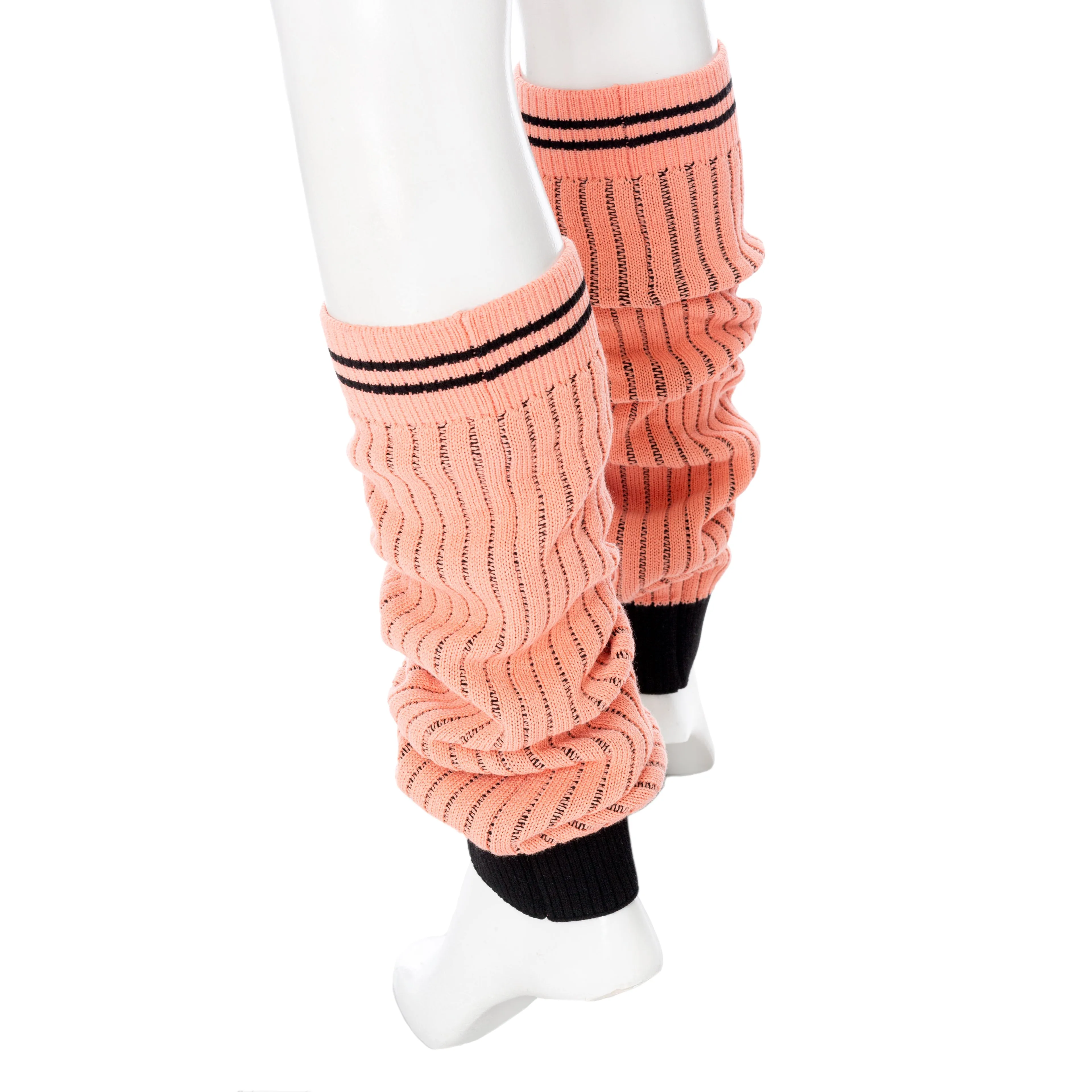 Pink and Black Striped Knit Gaiters