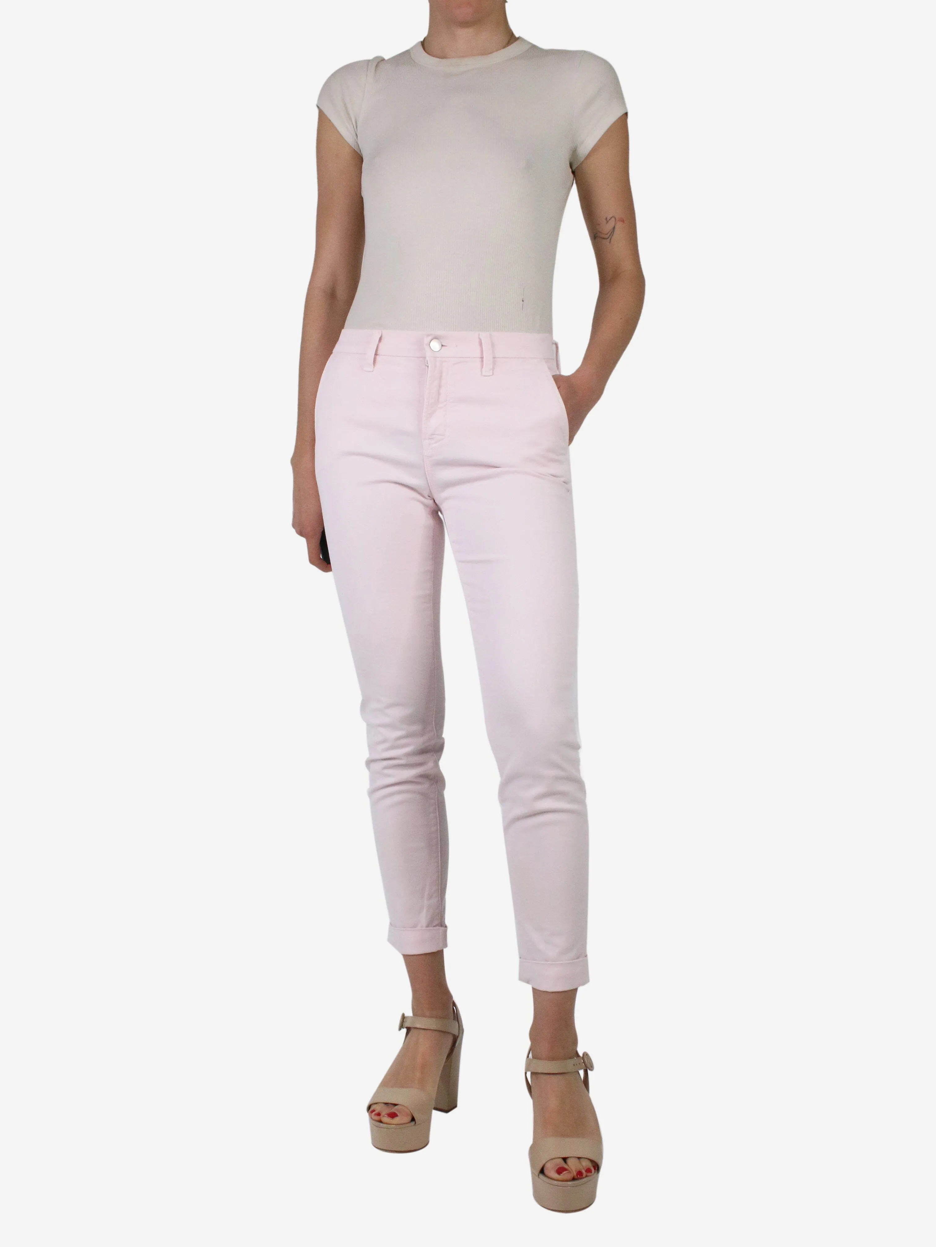 Pink slim trousers - size UK 6