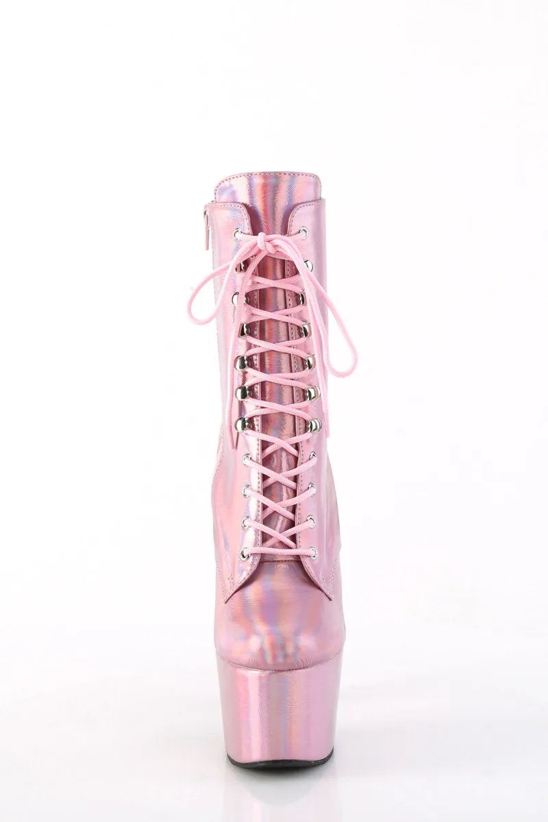 Pleaser USA Adore-1020HG 7inch Pleaser Boots - Holographic Baby Pink