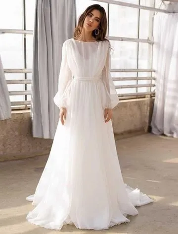 Puff Sleeved Delight Bridal Gown