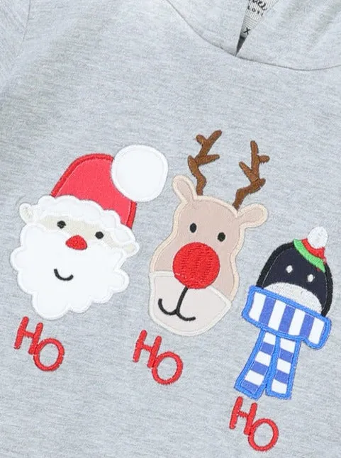 "HO HO HO" Striped Hoodie