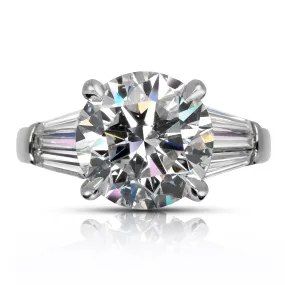 REINA 6 CARAT ROUND CUT E COLOR VS1 CLARITY THREE STONE DIAMOND ENGAGEMENT RING 18K WHITE GOLD GIA CERTIFIED 5 CT E VS1 BY MIKE NEKTA