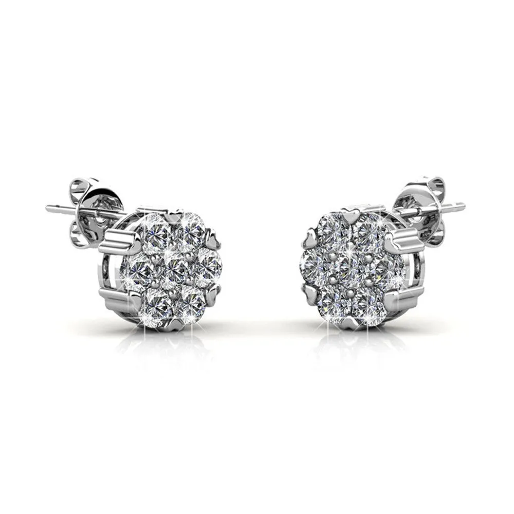 Remy 18k White Gold Plated Crystal Stud Earrings with Heart Accents